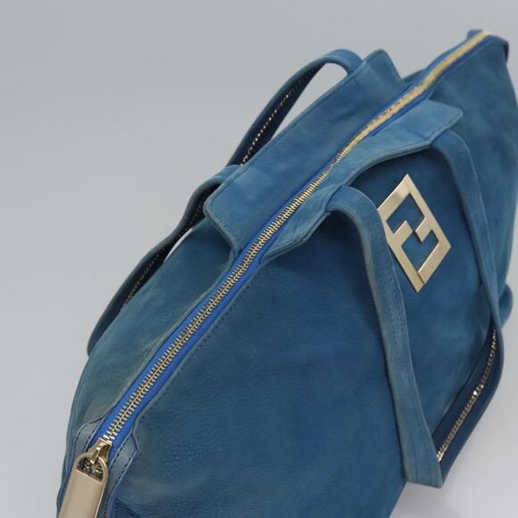 FENDI Tote Bag Leather Blue Gold - Picture 6 of 12